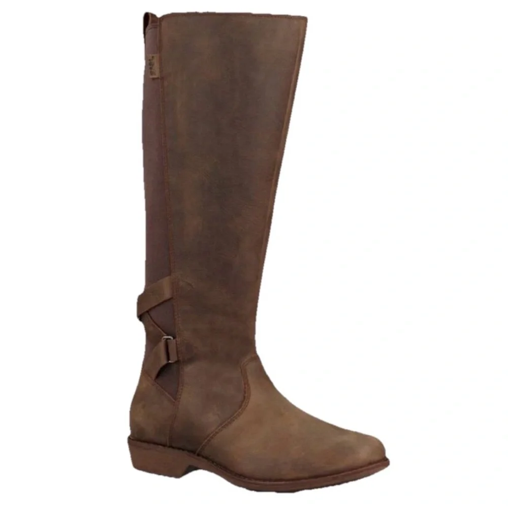 Teva Ellery Tall Waterproof Women’s Brown Leather Boots Size 6